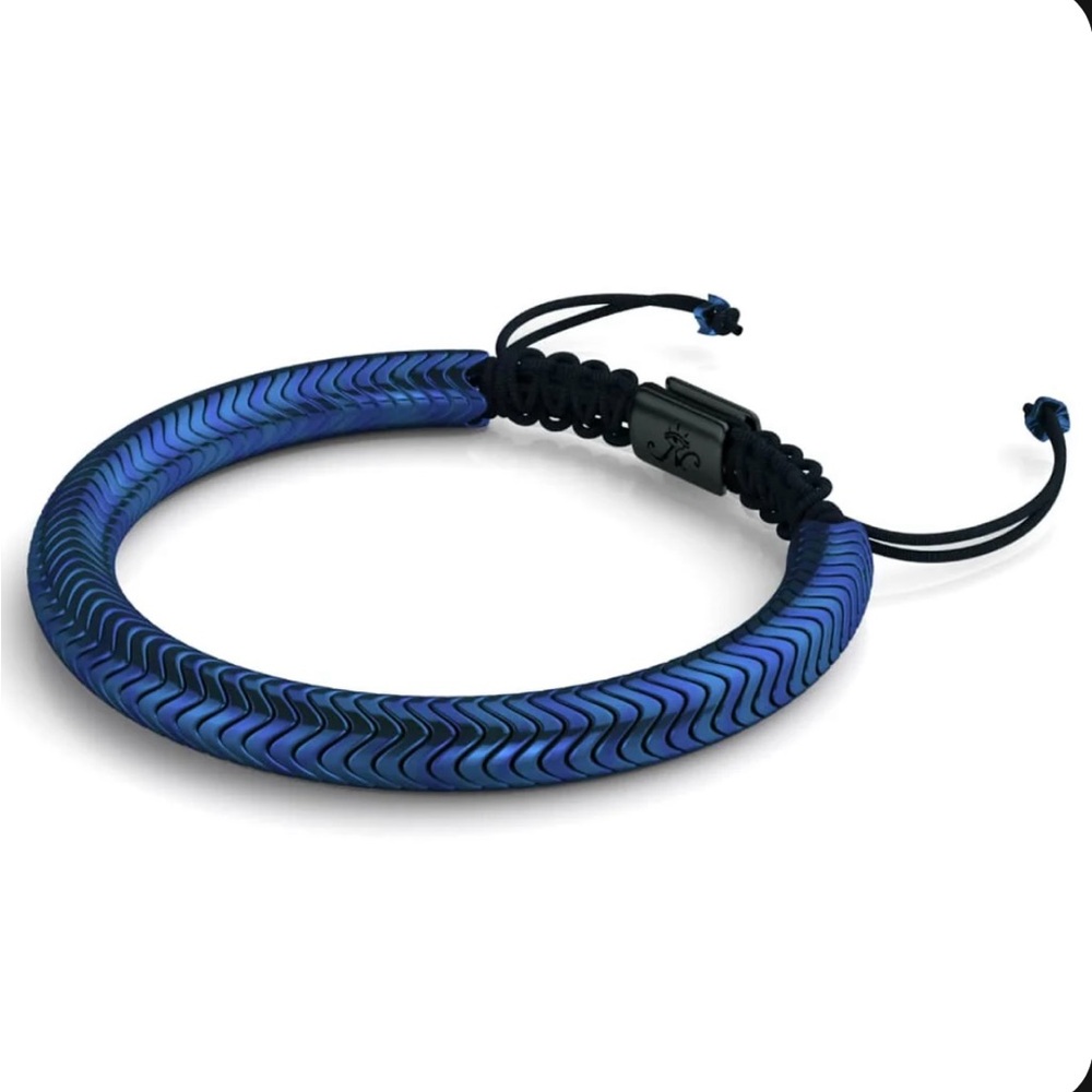 Serpentine | Cobalt Hematite x Gunmetal | Double Wave Bracelet